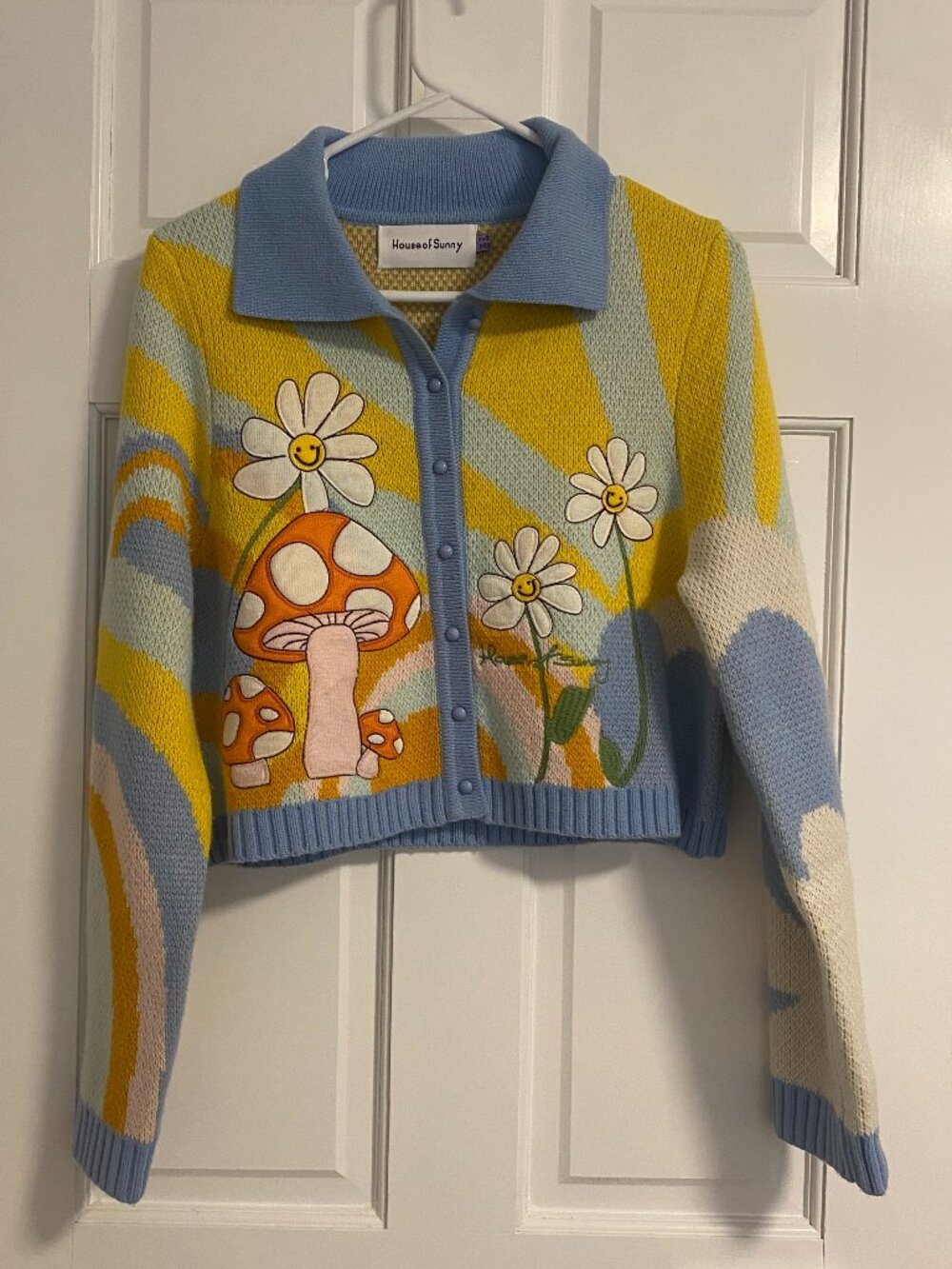 House of Sunny, Mushroom/Daisy Cardigan EUC Size 8/M - Picture 2 of 7
